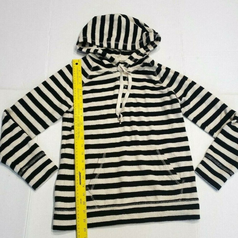 J Crew Cream Black Terry Pullover Hoodie Kangaroo - Picture 2 of 6